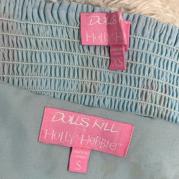 DOLLS KILL x HOLLY HOBBIE Pat A Cake Floral Print Chiffon Skirt Set Pink Size S - Picture 6 of 6